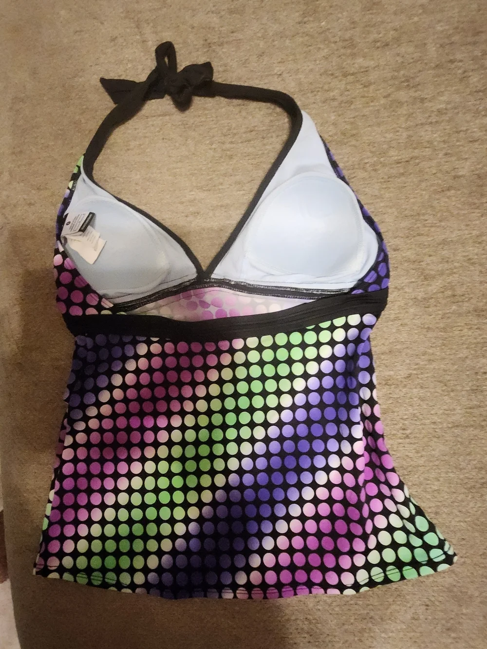 Nike Black Trim Multicolor Polka Swim Top